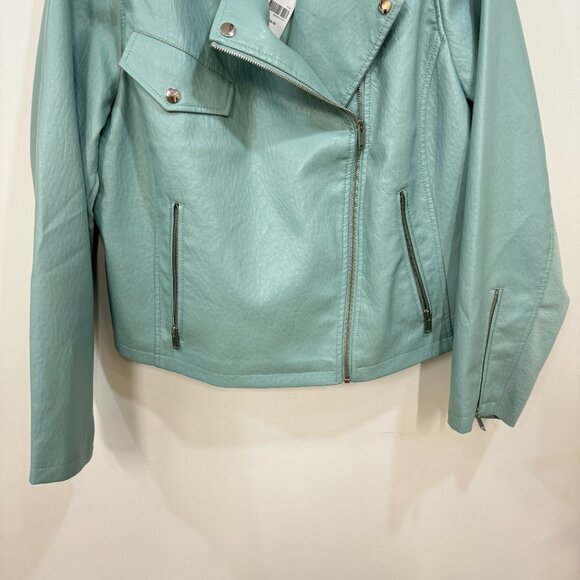 Lane Bryant Long Sleeve Side Zip Collar Silver Tone Hardware Jacket Aqua - Picture 4 of 8